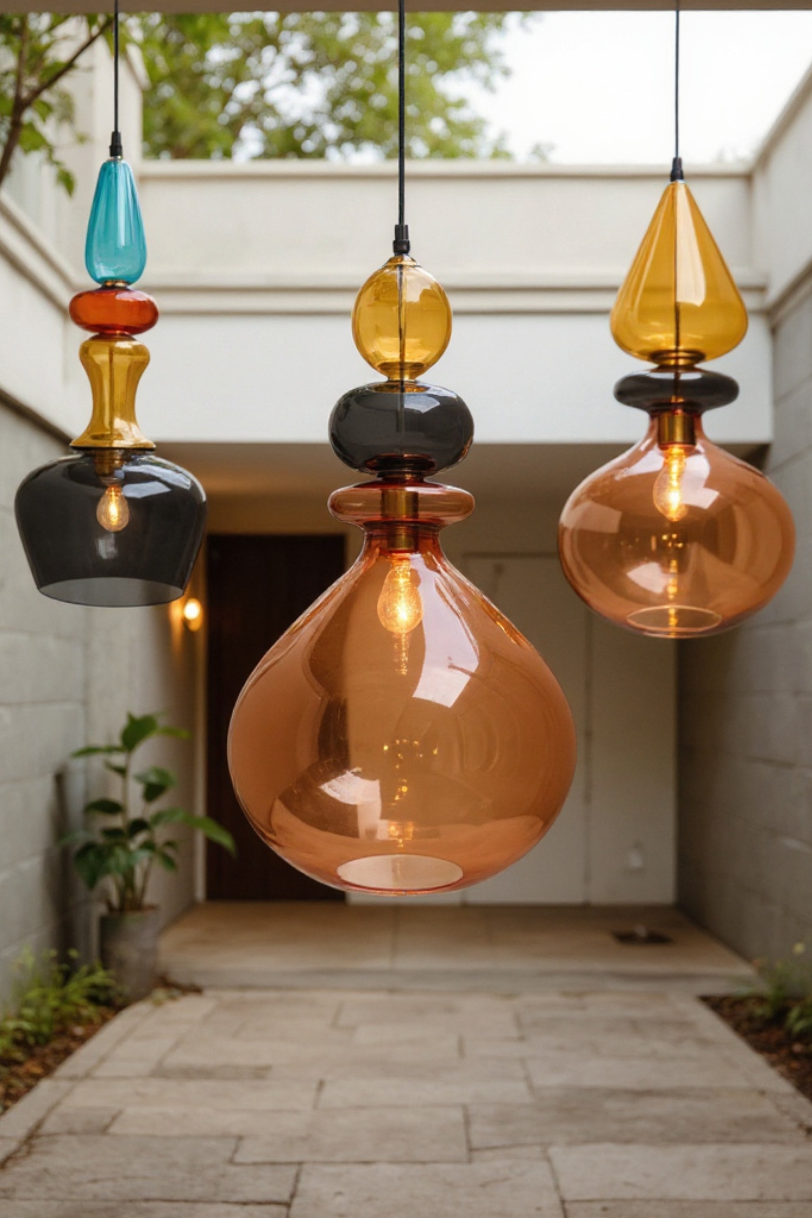 Customizable Blown Glass Pendant Light